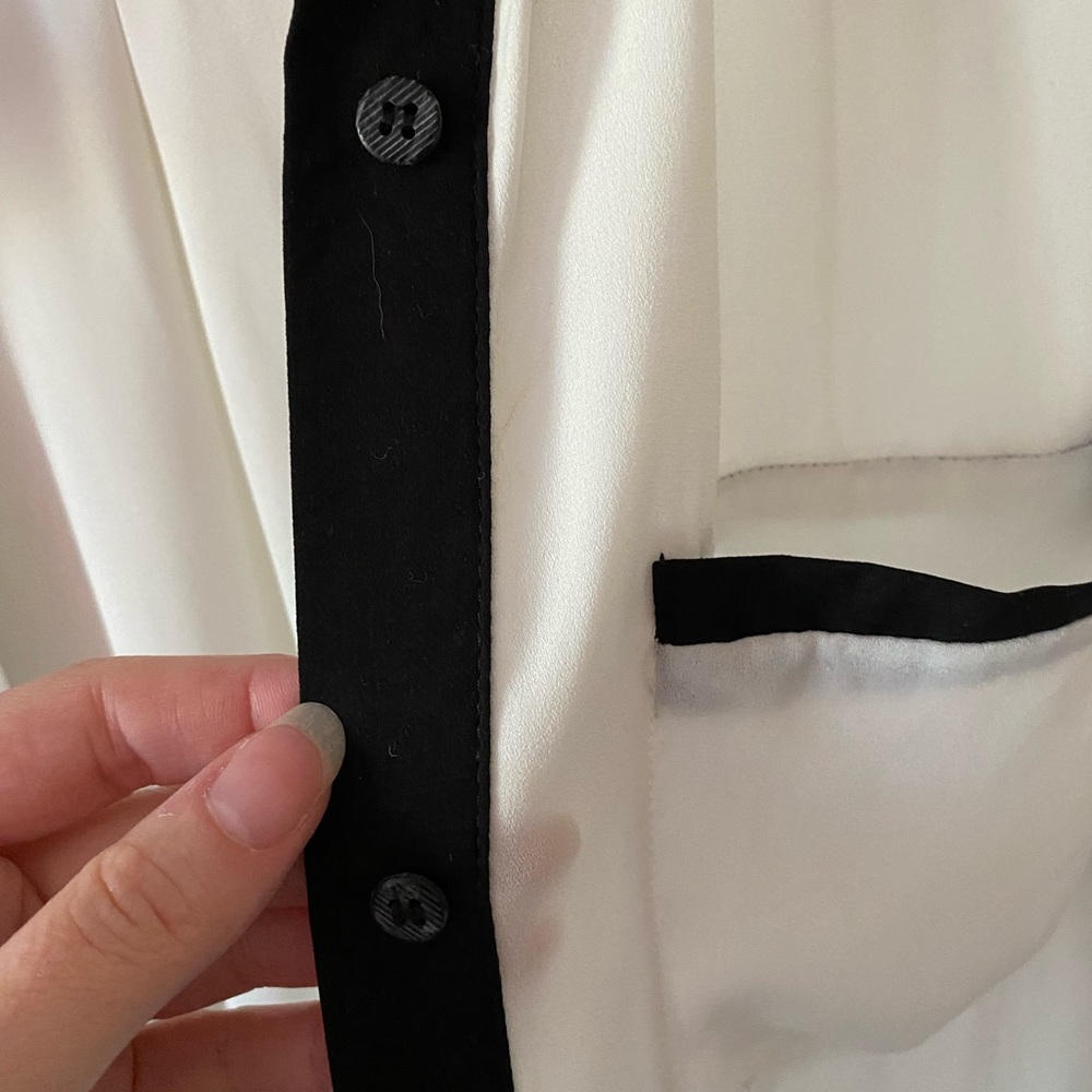Women's Black and White Button Down Shirt - Picture 3 of 10